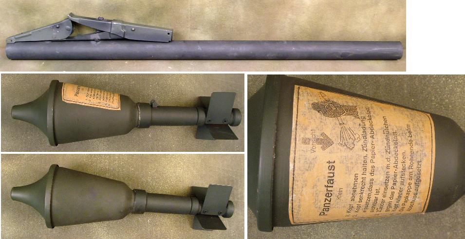German WWII Panzerfaust Klein 30M Rocket with Launcher REPRO